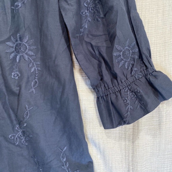 Abercrombie & Fitch Off the Shoulder Blue Embroidered Loose Fit Dress Small - Picture 5 of 13